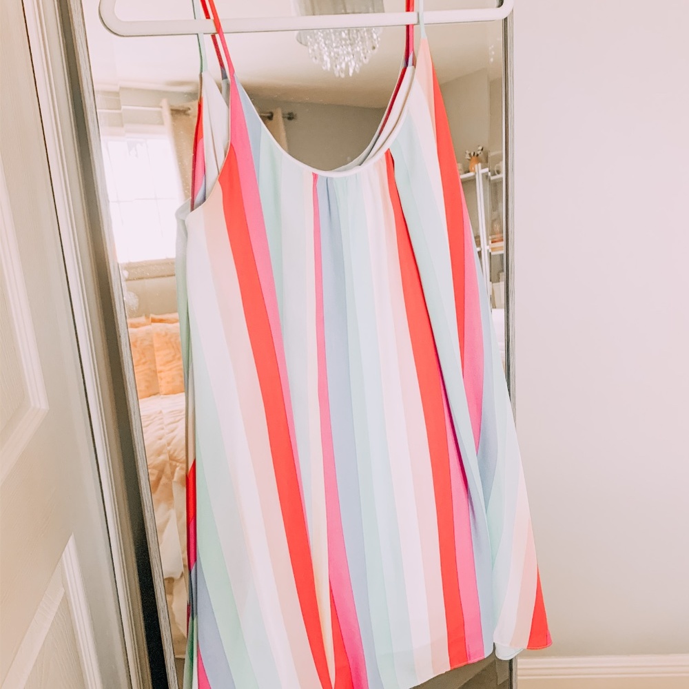Rainbow Stripe Tank Top Boutique Swing Dress